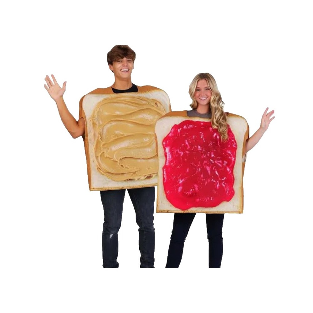 Spirit Halloween Peanut Butter and Jelly Costume Couple Adult PBJ Bread Set NEW